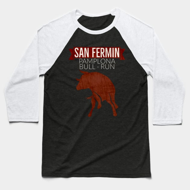 San Fermin Running With The Bulls Festival Pamplona July 2021 Baseball T-Shirt by BrightShadow